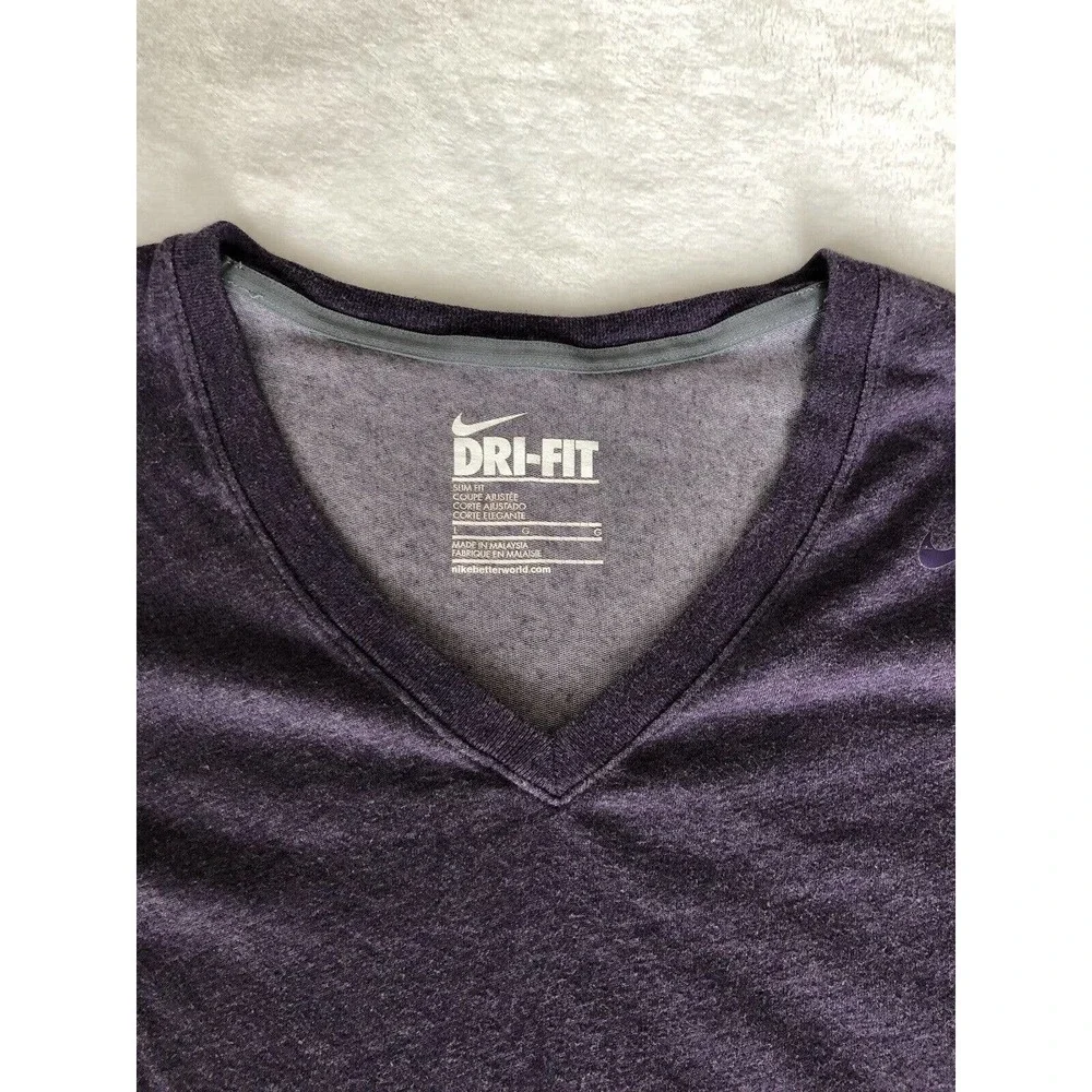 Women's Nike Dri-fit‎ Heathered Purple Long Sleeve Shirt Size Large Slim Fit